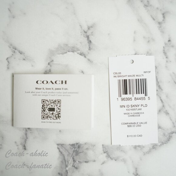 NWT Coach CBL88 Mini Skinny Id Case With Plaid Print Bright Maize Multi - Picture 7 of 7